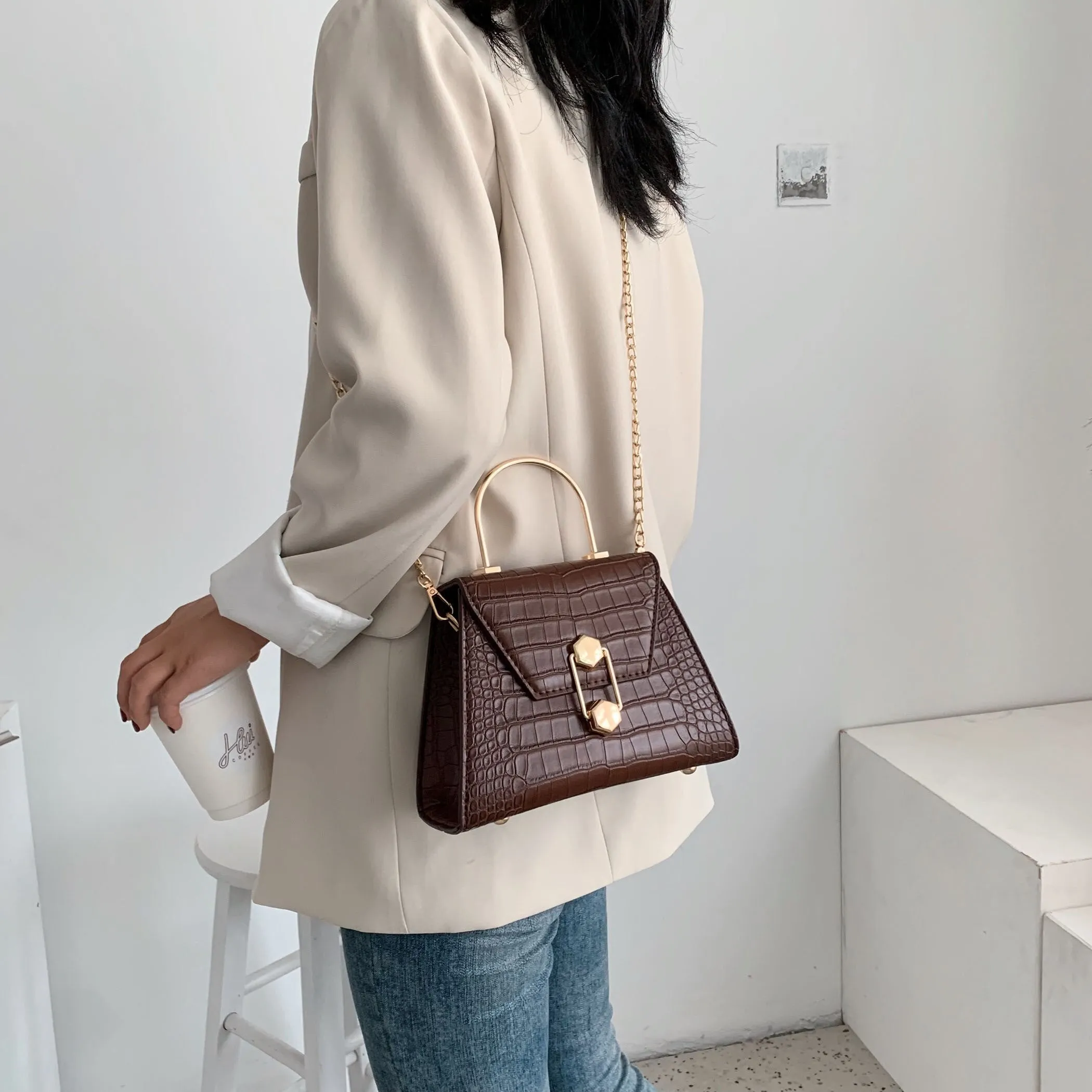 Stone Pattern PU Leather Crossbody Bags For Women 2021 Fashion Small Cross Body Brand Designer Lady Shoulder Bag Luxury Handbags