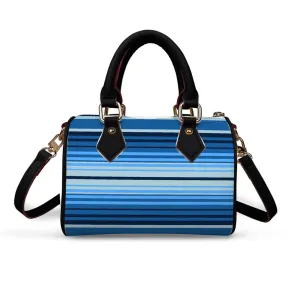 Striped Blue Bags Shoulder Bags Artificial Leather Handbags with Removable Strap