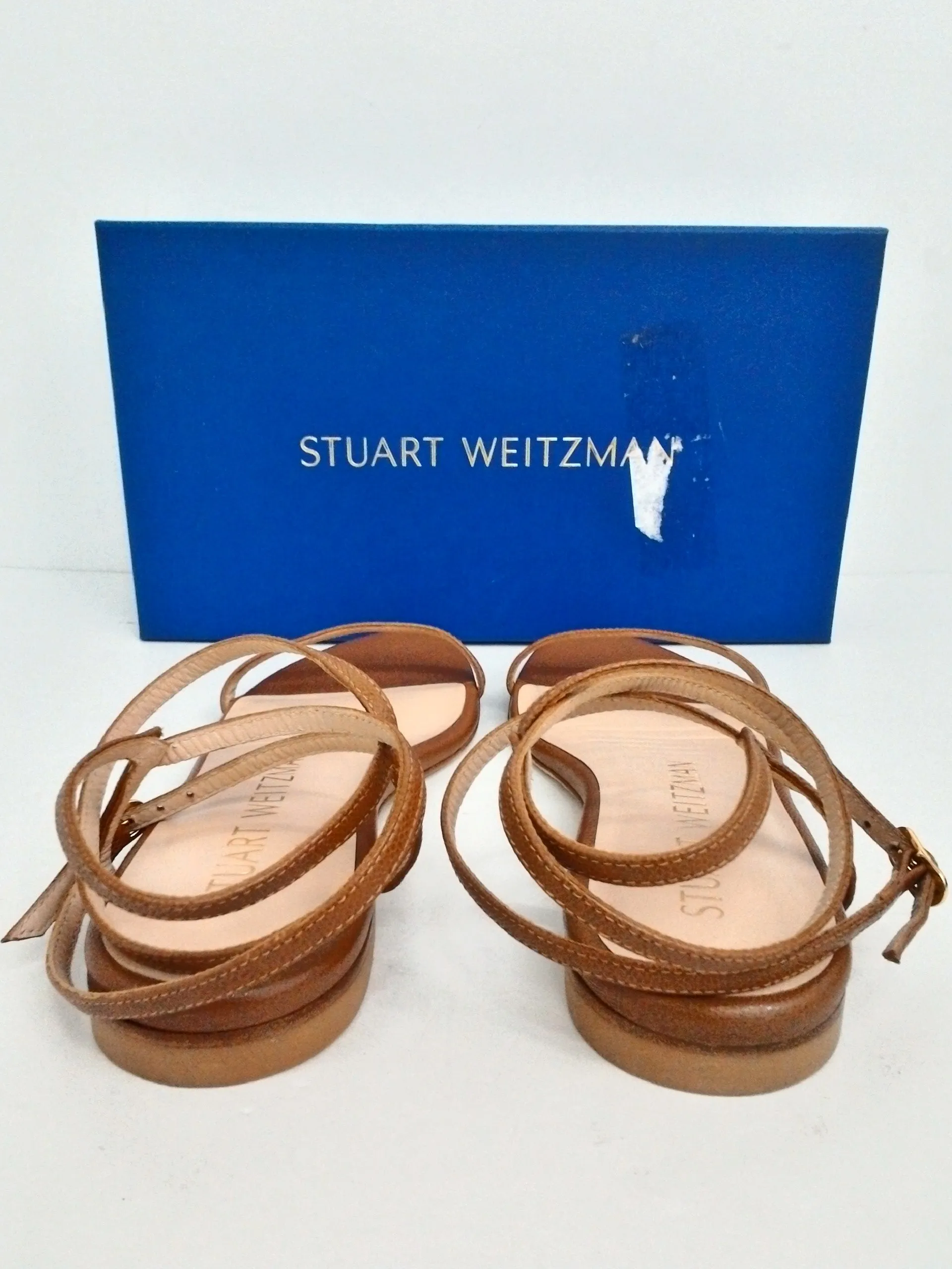 Stuart Weitzman Women's Merinda Flat Cappucino Caviar Calf Size 7