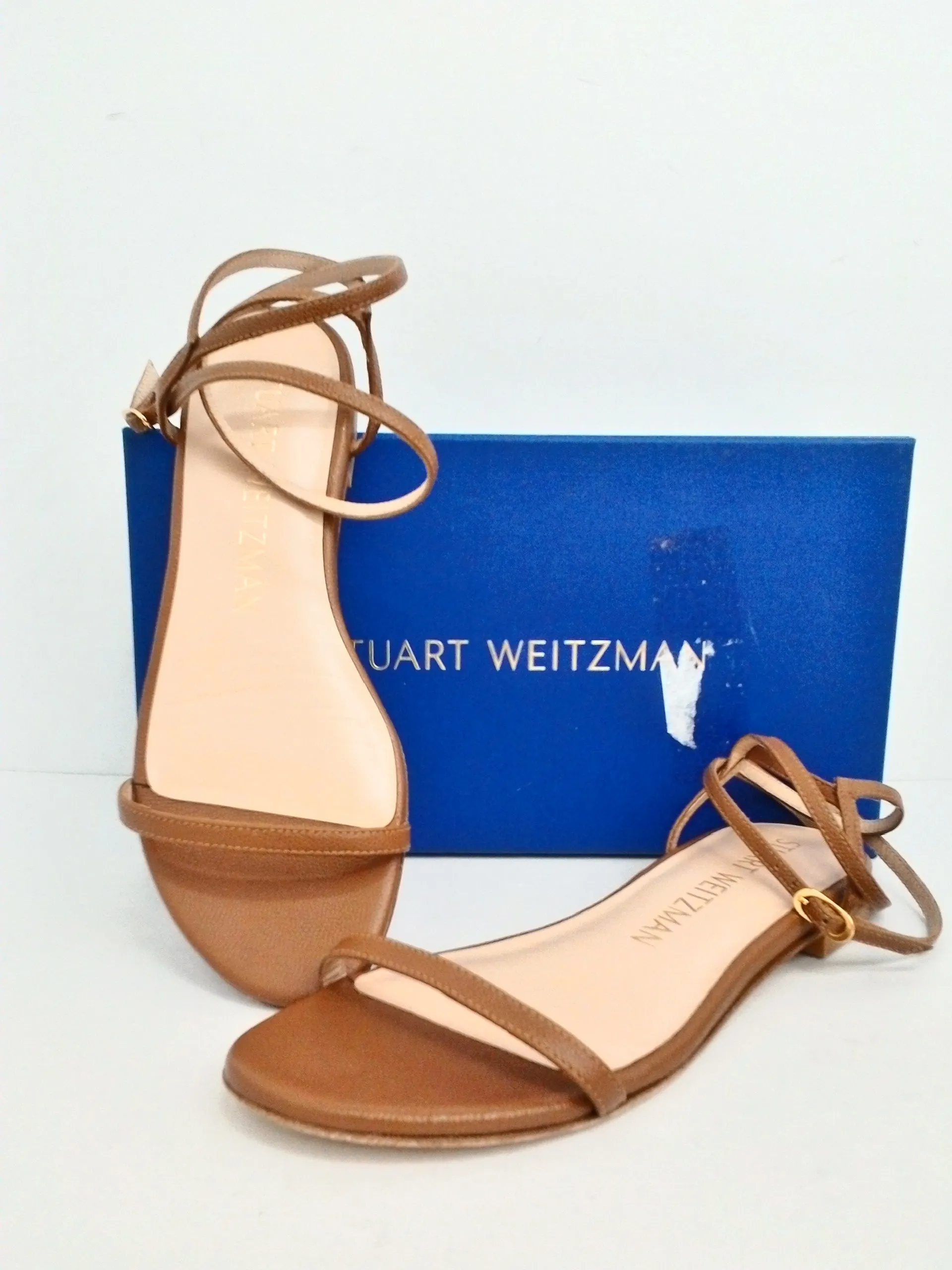 Stuart Weitzman Women's Merinda Flat Cappucino Caviar Calf Size 7