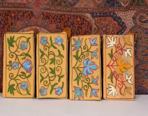 Suede Kashmiri Work Pouch   (Combo Pack Of 4)