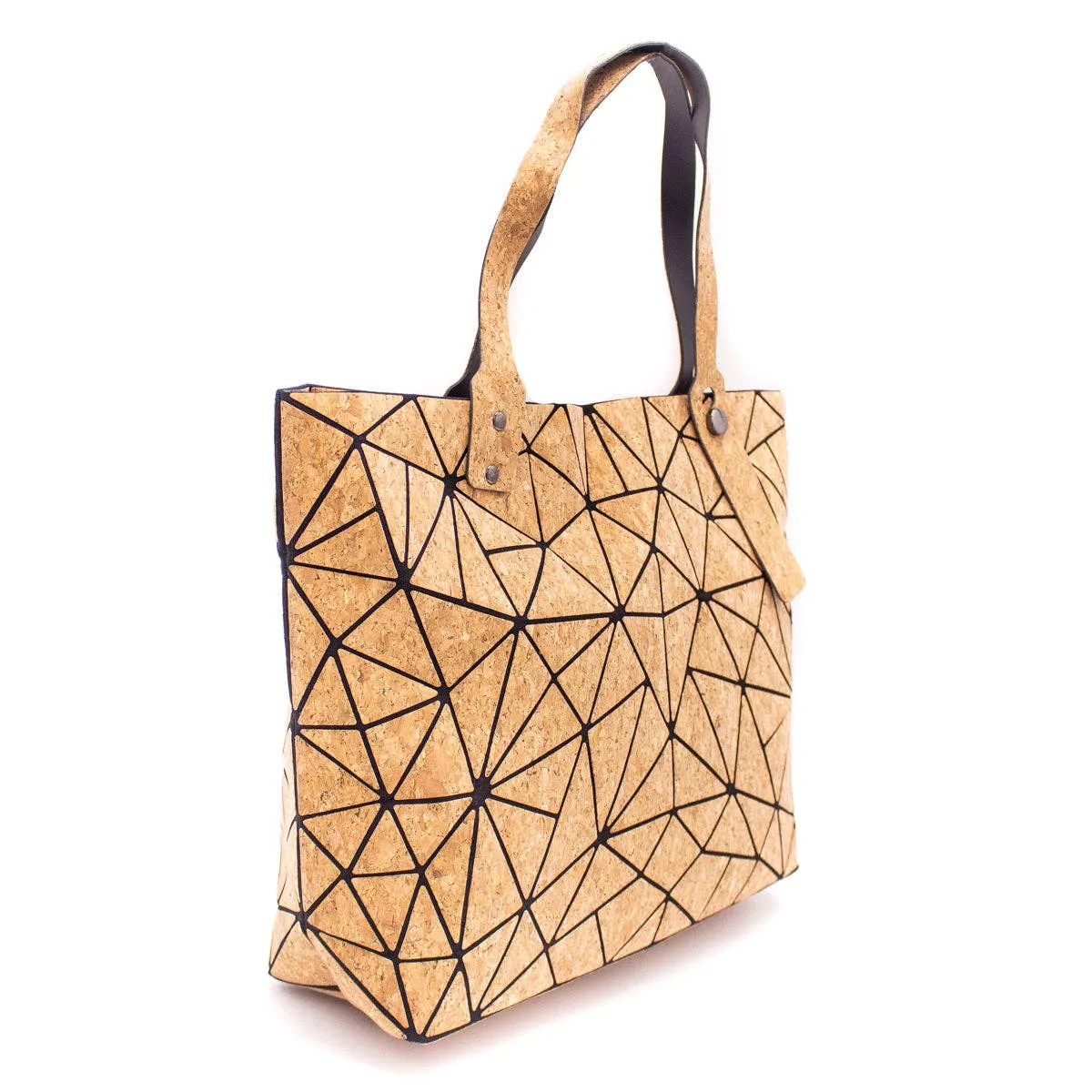 Sustainable Chic: Geometric Cork Tote BAG-2025