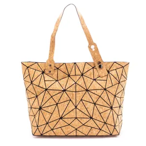 Sustainable Chic: Geometric Cork Tote BAG-2025