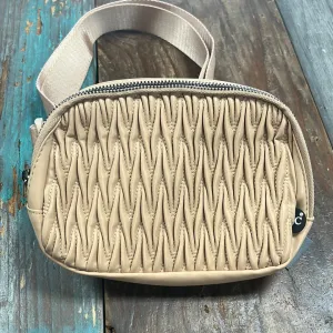 The Camel Pleated Faux Leather C.C Belt Bag