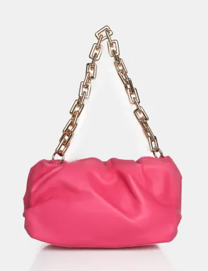 The Gossip Pink Chain Pouch Ruched Bag