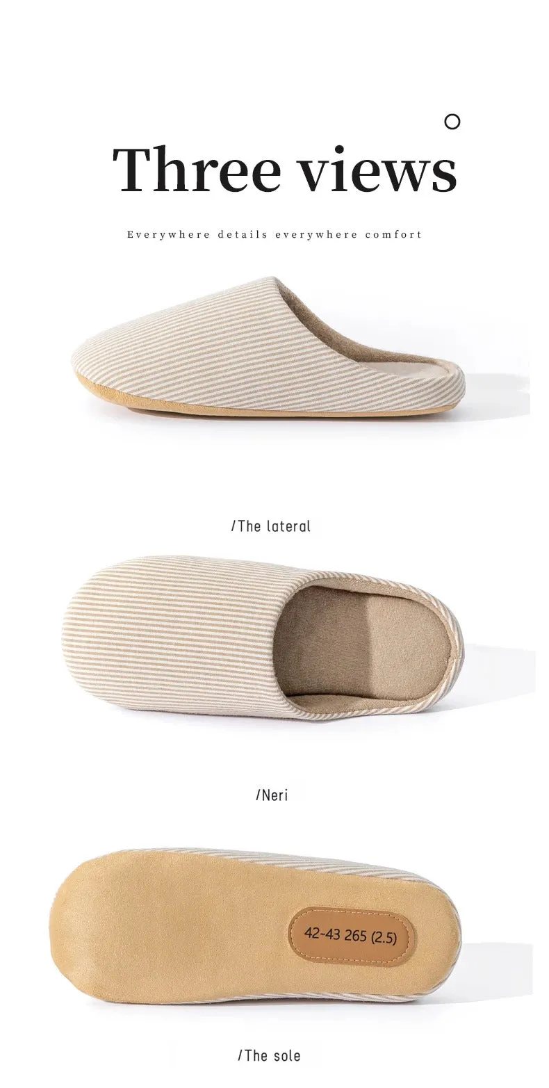 Unisex Home Slippers Soft Fur Slippers Warm Indoor Flat Slides Nonslip Couples Shoes Bedroom Light Slience Flats Autumn&Spring