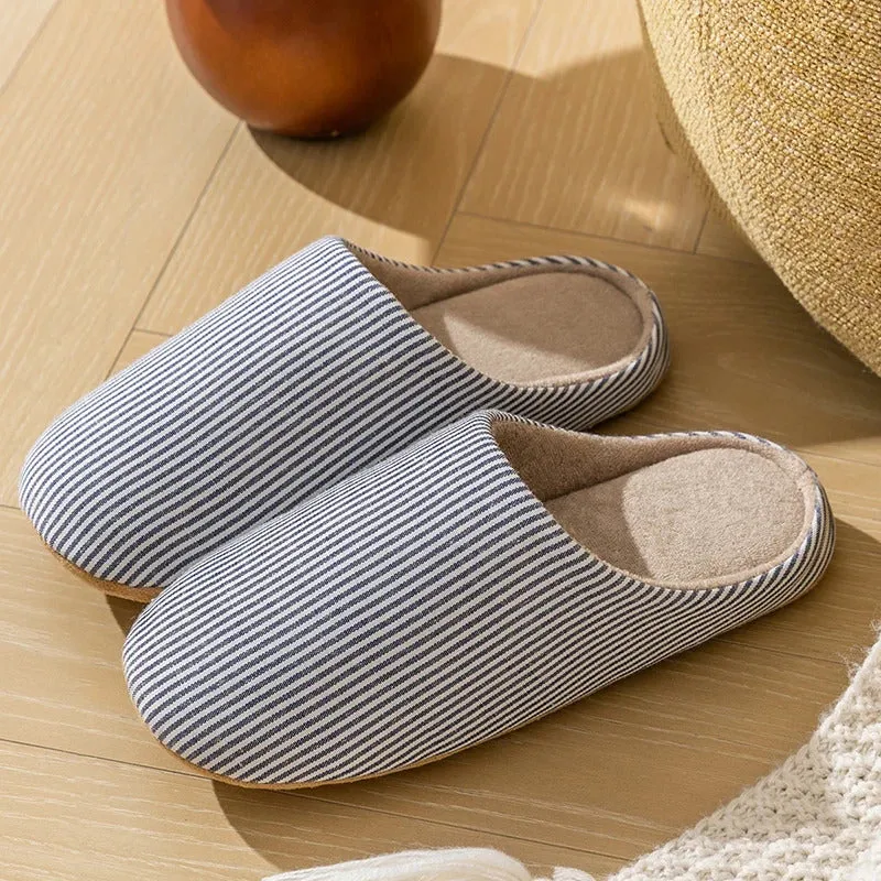 Unisex Home Slippers Soft Fur Slippers Warm Indoor Flat Slides Nonslip Couples Shoes Bedroom Light Slience Flats Autumn&Spring