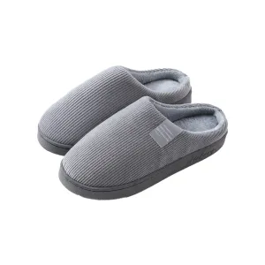 Unisex Winter Slipper Warm Plush Lined Anti-Slip Home Indoor Slippers Slides Gray