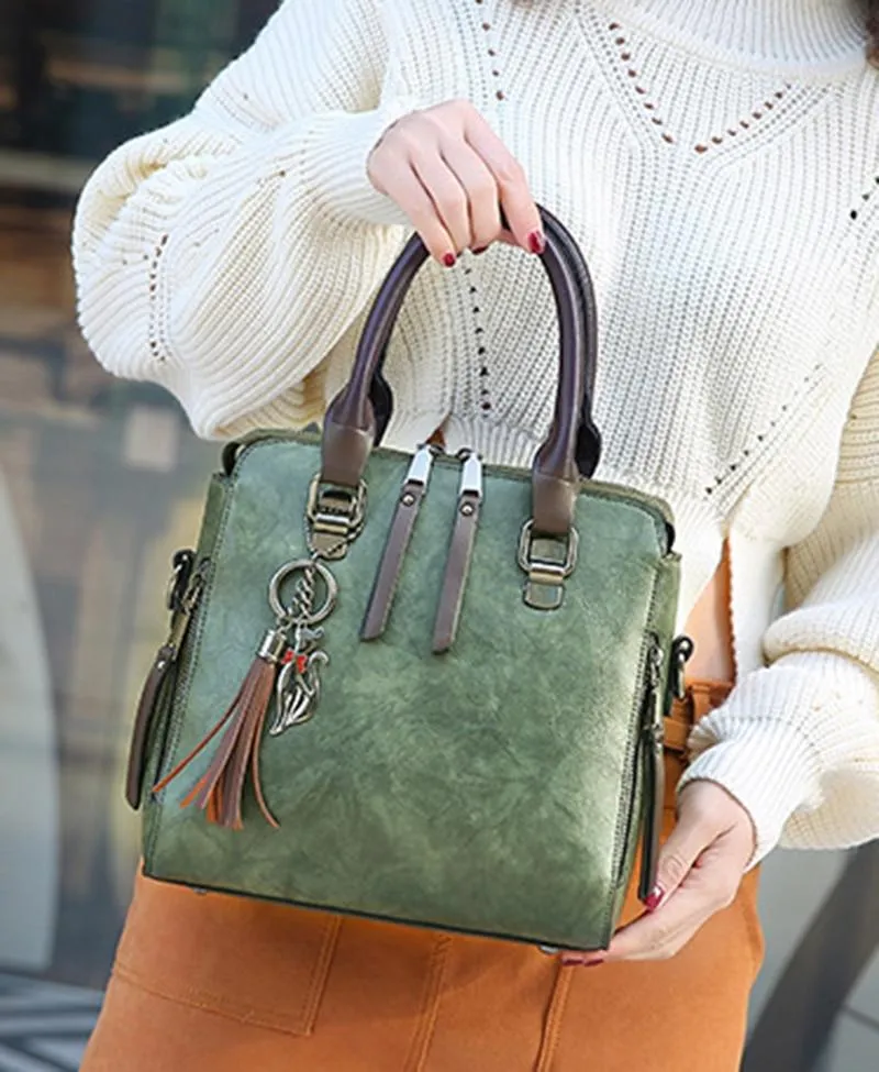 Vintage PU Leather Ladies HandBags Women Messenger Bag Tote Tassel Designer Cross body Shoulder Hot