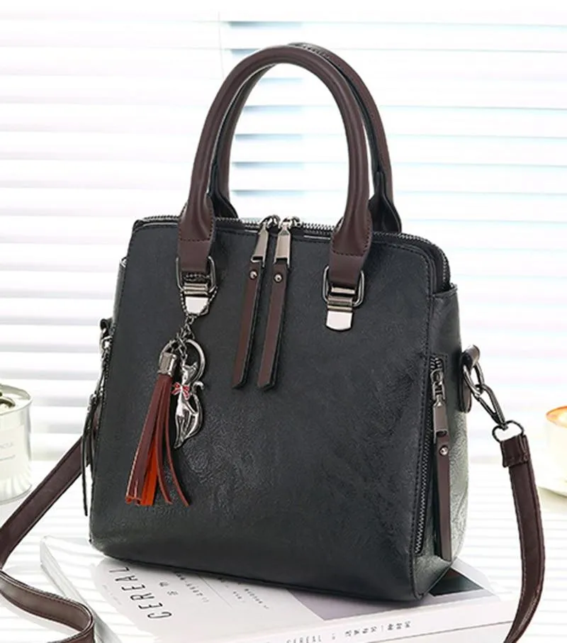 Vintage PU Leather Ladies HandBags Women Messenger Bag Tote Tassel Designer Cross body Shoulder Hot