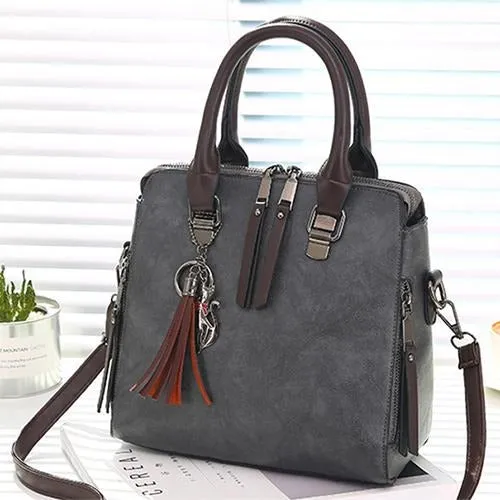 Vintage PU Leather Ladies HandBags Women Messenger Bag Tote Tassel Designer Cross body Shoulder Hot