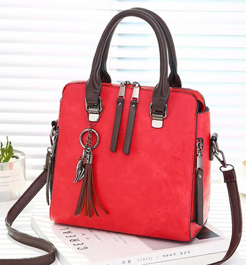 Vintage PU Leather Ladies HandBags Women Messenger Bag Tote Tassel Designer Cross body Shoulder Hot