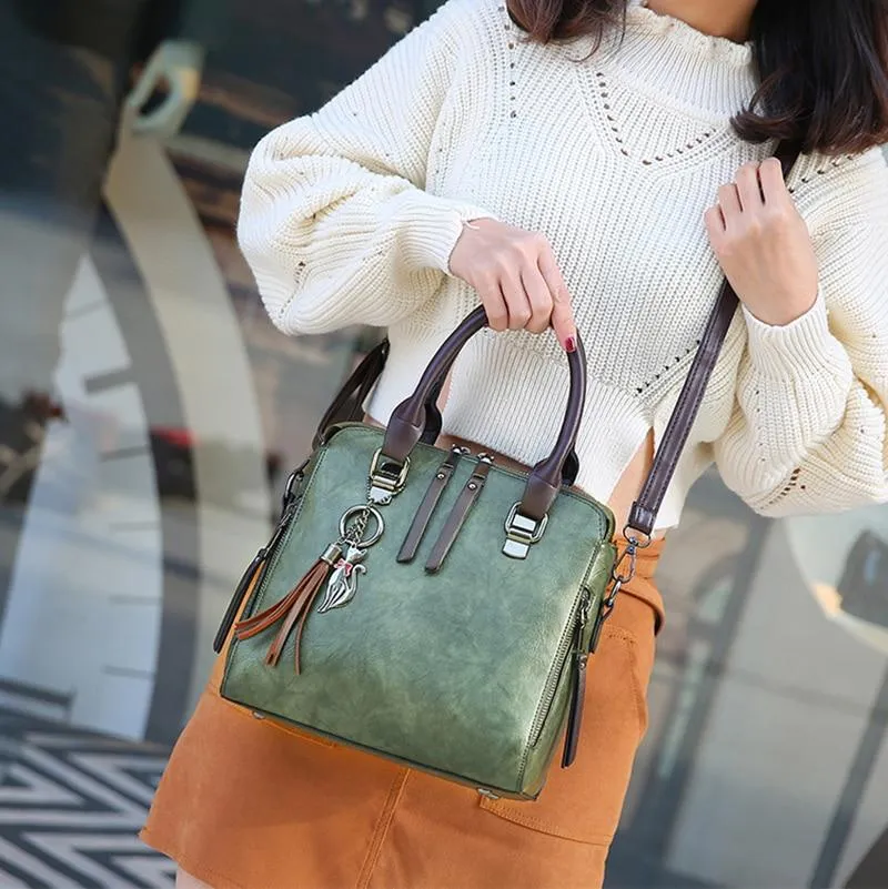Vintage PU Leather Ladies HandBags Women Messenger Bag Tote Tassel Designer Cross body Shoulder Hot