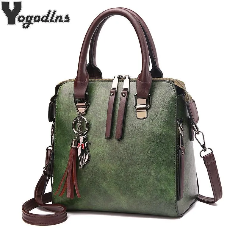 Vintage PU Leather Ladies HandBags Women Messenger Bag Tote Tassel Designer Cross body Shoulder Hot