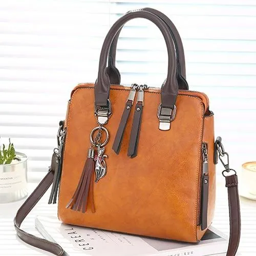 Vintage PU Leather Ladies HandBags Women Messenger Bag Tote Tassel Designer Cross body Shoulder Hot