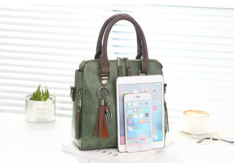 Vintage PU Leather Ladies HandBags Women Messenger Bag Tote Tassel Designer Cross body Shoulder Hot