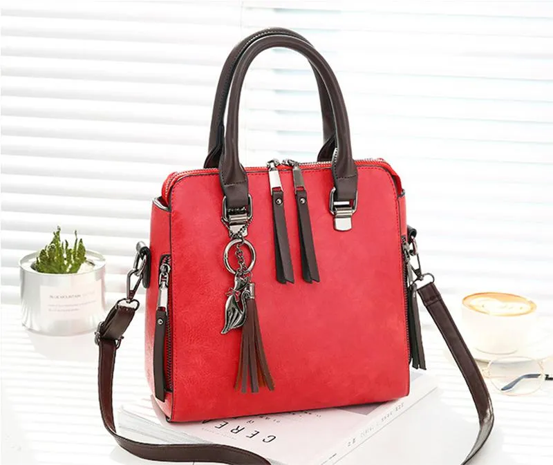 Vintage PU Leather Ladies HandBags Women Messenger Bag Tote Tassel Designer Cross body Shoulder Hot