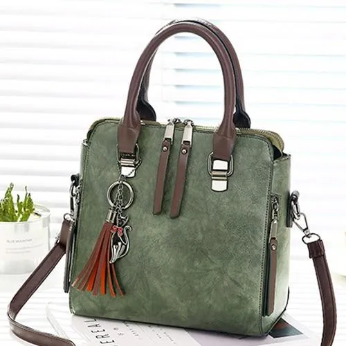 Vintage PU Leather Ladies HandBags Women Messenger Bag Tote Tassel Designer Cross body Shoulder Hot
