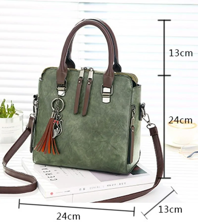 Vintage PU Leather Ladies HandBags Women Messenger Bag Tote Tassel Designer Cross body Shoulder Hot