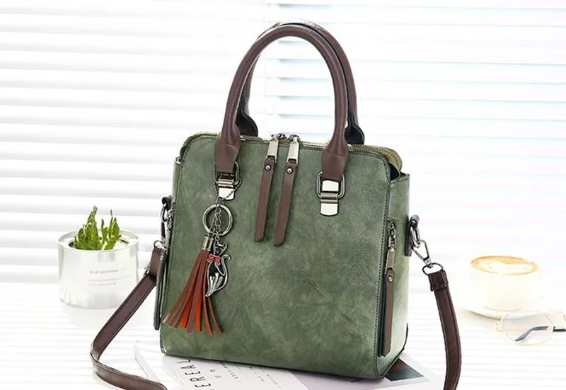 Vintage PU Leather Ladies HandBags Women Messenger Bag Tote Tassel Designer Cross body Shoulder Hot