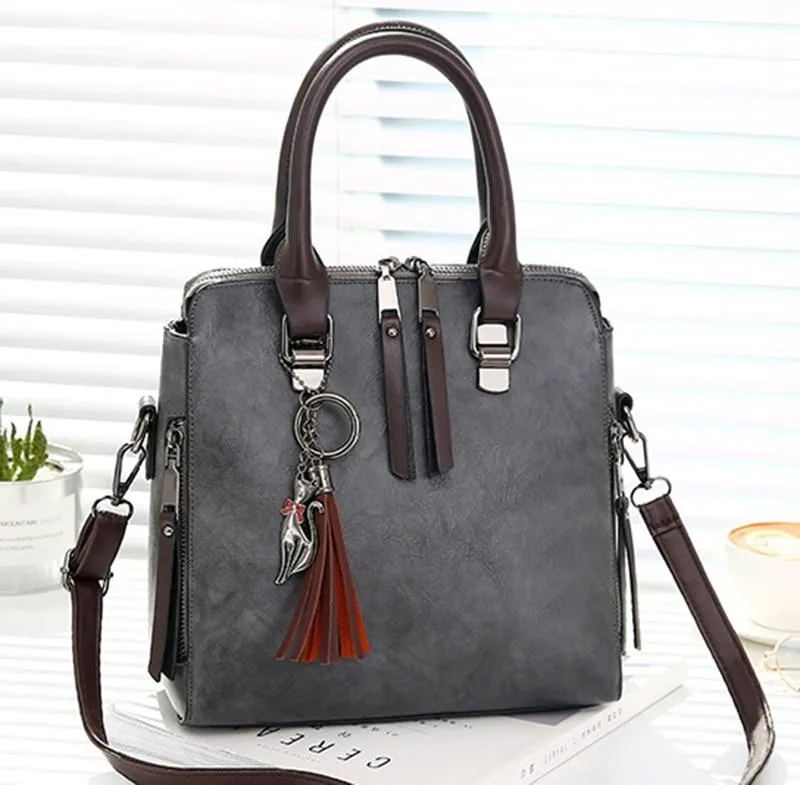 Vintage PU Leather Ladies HandBags Women Messenger Bag Tote Tassel Designer Cross body Shoulder Hot