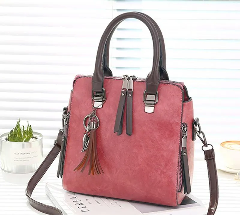 Vintage PU Leather Ladies HandBags Women Messenger Bag Tote Tassel Designer Cross body Shoulder Hot