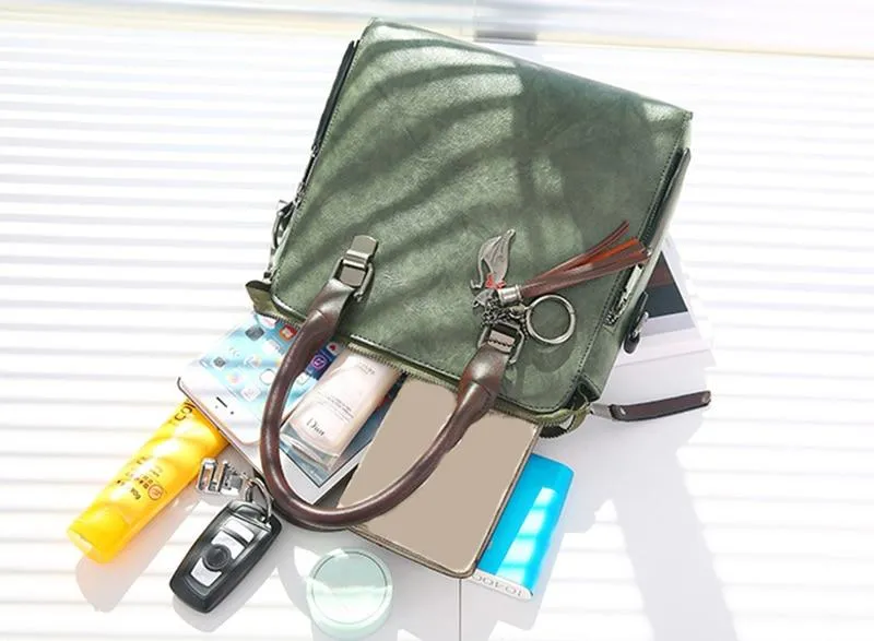 Vintage PU Leather Ladies HandBags Women Messenger Bag Tote Tassel Designer Cross body Shoulder Hot