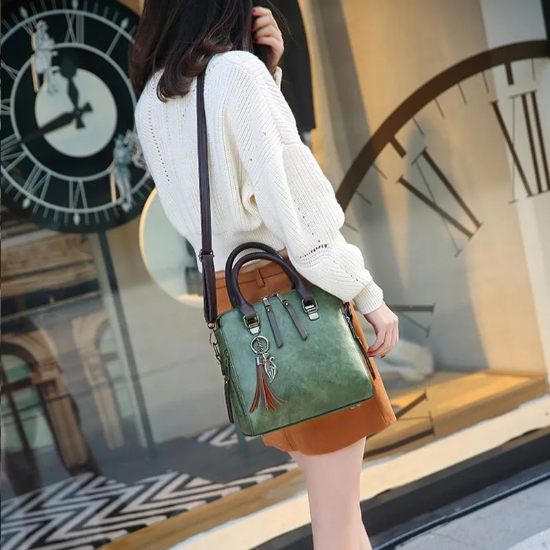 Vintage PU Leather Ladies HandBags Women Messenger Bag Tote Tassel Designer Cross body Shoulder Hot