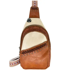 WESTERN CROSSBODY SHOULDER BAG WITH DUAL COLOUR DESIGN