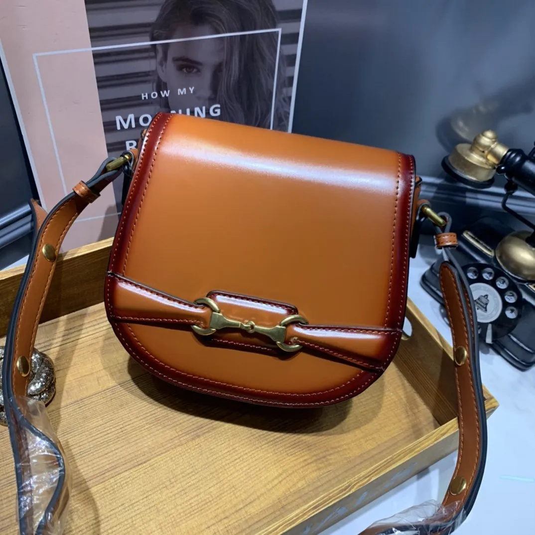 Womens Leather Small Saddle Bags Purses