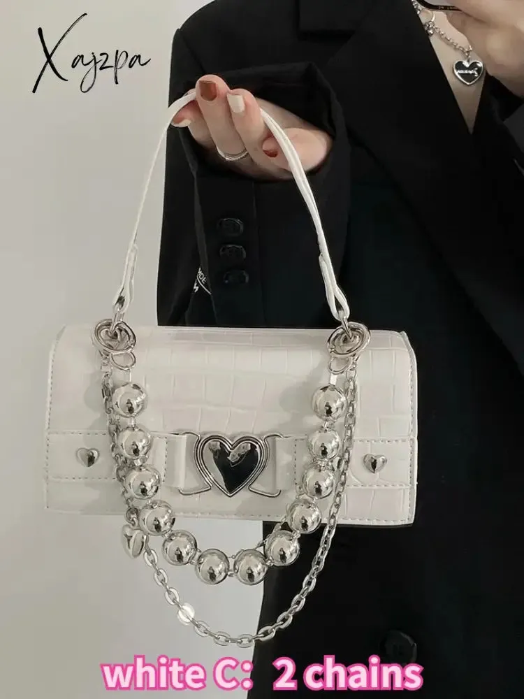 Xajzpa - PU Leather Women Small Square Shoulder Bags Cool Girls Female Clutch Purse and Handbags Crocodile Pattern Ladies Crossbody Bags