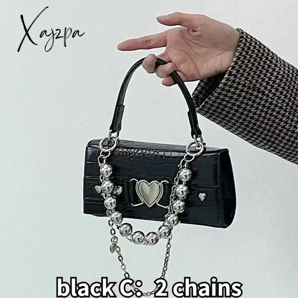 Xajzpa - PU Leather Women Small Square Shoulder Bags Cool Girls Female Clutch Purse and Handbags Crocodile Pattern Ladies Crossbody Bags
