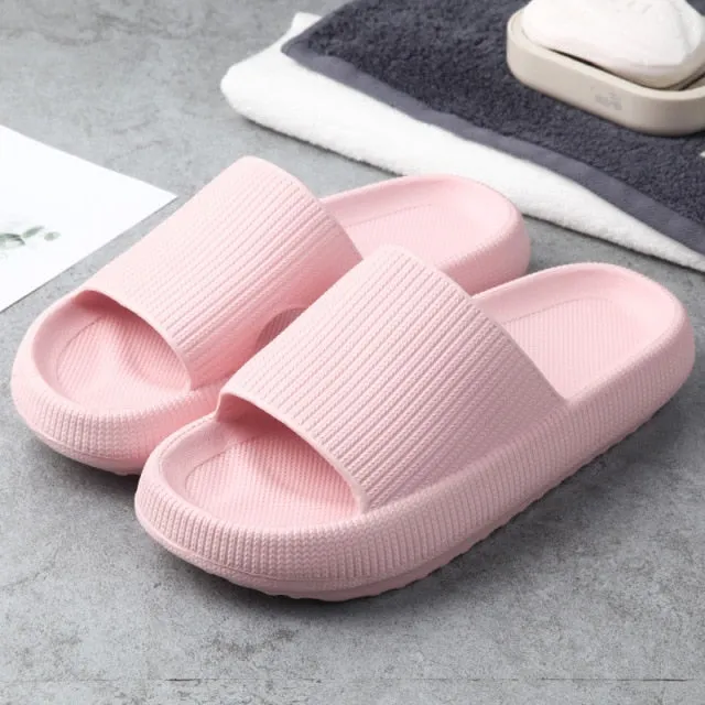 Yeknu Women Thick Platform Slippers Indoor Bathroom Slipper Soft Eva Anti-Slip Couples Home Floor Slides Ladies Summer Shoes