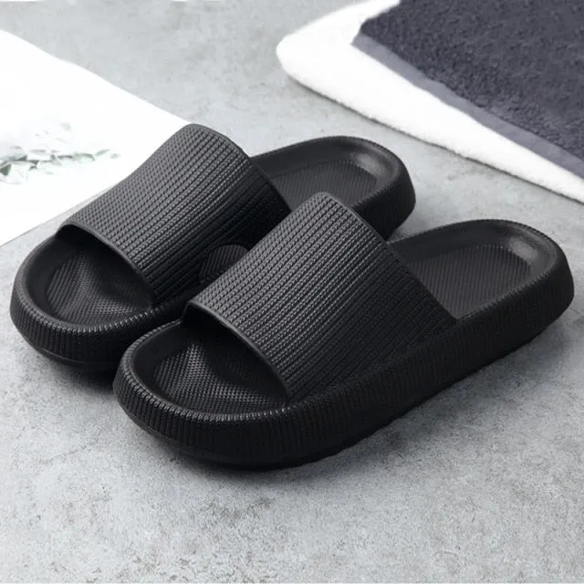 Yeknu Women Thick Platform Slippers Indoor Bathroom Slipper Soft Eva Anti-Slip Couples Home Floor Slides Ladies Summer Shoes