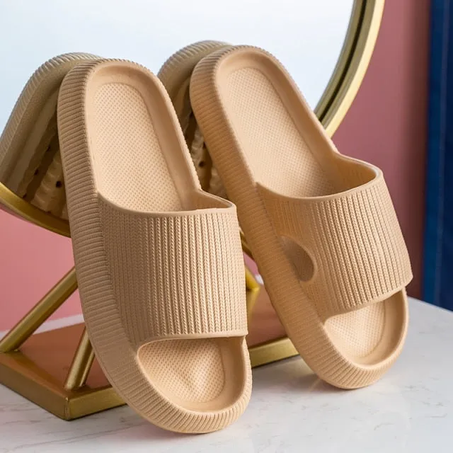 Yeknu Women Thick Platform Slippers Indoor Bathroom Slipper Soft Eva Anti-Slip Couples Home Floor Slides Ladies Summer Shoes