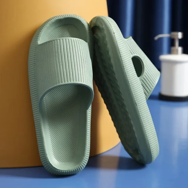 Yeknu Women Thick Platform Slippers Indoor Bathroom Slipper Soft Eva Anti-Slip Couples Home Floor Slides Ladies Summer Shoes