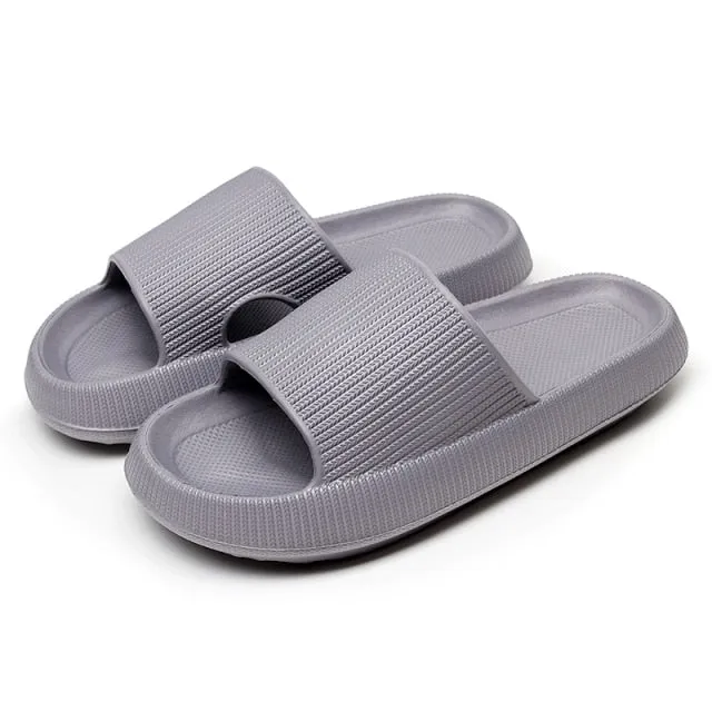 Yeknu Women Thick Platform Slippers Indoor Bathroom Slipper Soft Eva Anti-Slip Couples Home Floor Slides Ladies Summer Shoes